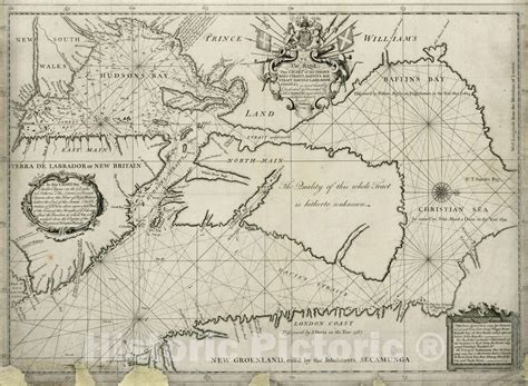 Historic Map Chart Of Hudsons Bay And Straits Baffins Bay Strait D Historic Pictoric