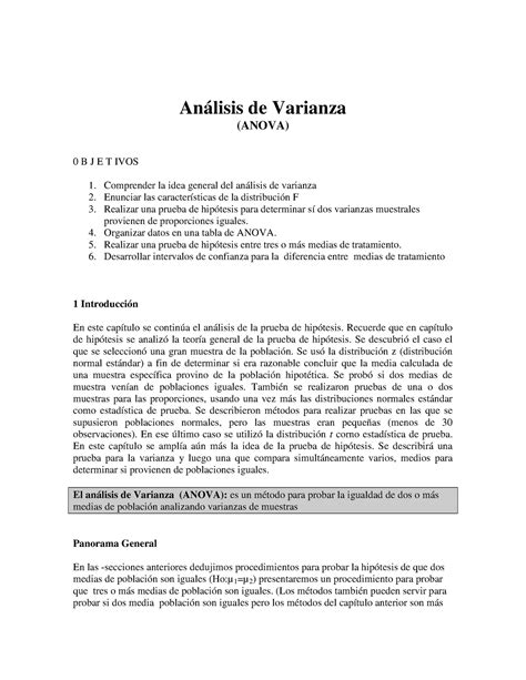 Analisis De Varianza Anova An Lisis De Varianza Anova B J E T