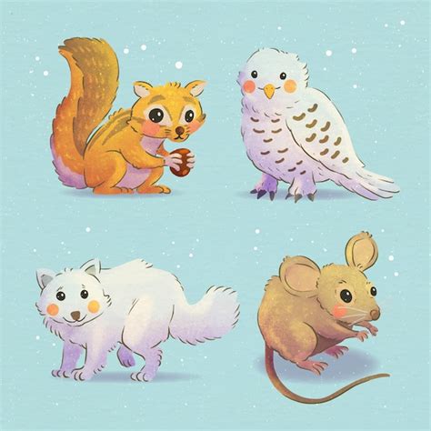 Premium Vector | Watercolor winter animals collection