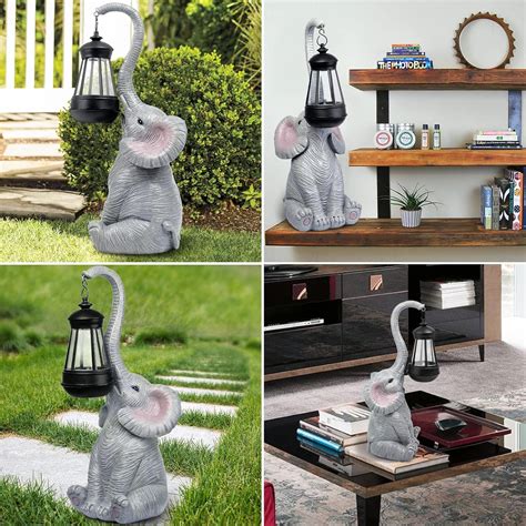 Elephant Statue for Garden Decor with Solar Outdoor Lights – Elephant ...