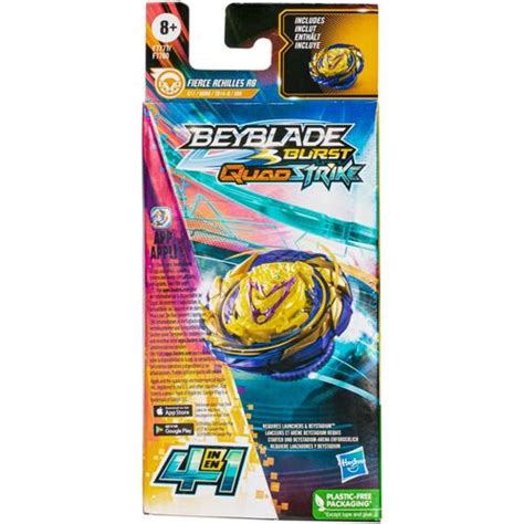 Hasbro Beyblade Burst Quadstrike Fierce Achilles A8 Spinning Top Single Pack F7777 Best