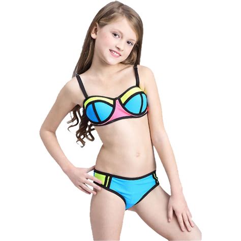 Badeanzug Kinder Kid New Kontrast Farbe Beachwear Bikini M Dchen