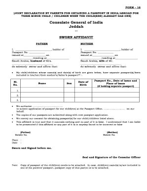 Fillable Online Form Joint Declaration By Parents For Obtaining A