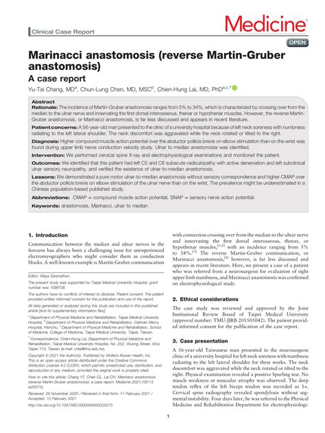 (PDF) Marinacci anastomosis (reverse Martin-Gruber anastomosis): A case ...