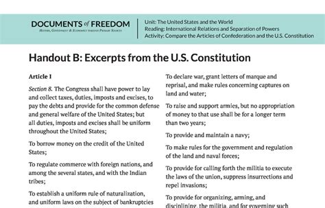 Handout B Excerpts From The Us Constitution Bill Of Rights Institute