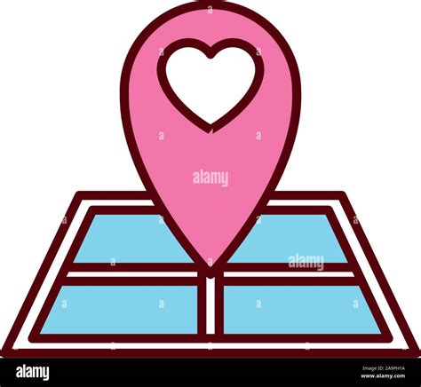 Heart Pointer Map Navigation Romantic Passion Love Flat Line Vector