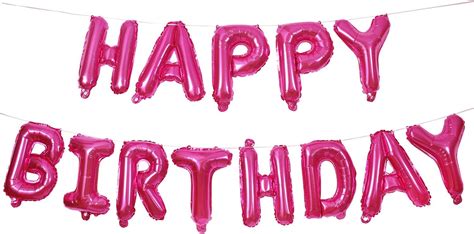 Buy Happy Birthday Balloons Banner,16 Inch Hot Pink Aluminum Foil Banner Letter Balloons for ...