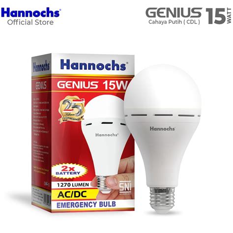 Jual Hannochs Genius Bohlam Lampu LED Emergency 6 8 10 12 15 Watt Cool