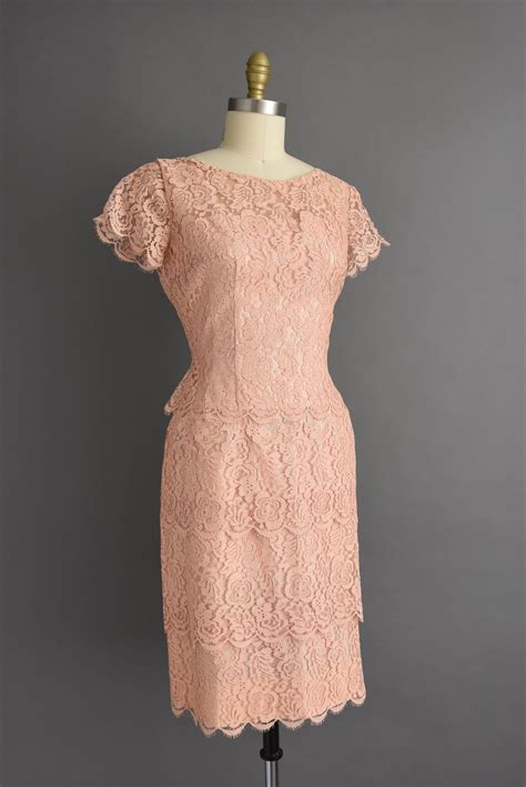 1950s Vintage Dress Lilli Diamond Dusty Pink Lace Bridesmaid Etsy