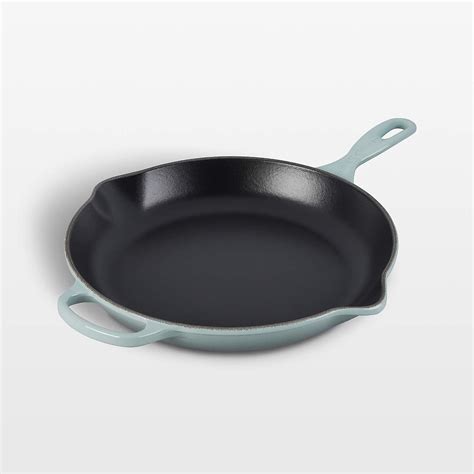 Le Creuset Signature 9" Sea Salt Blue Enameled Cast Iron Skillet + Reviews | Crate & Barrel