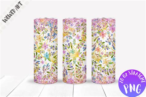 Flowers 20 Oz Skinny Tumbler Wrap Graphic By Wowed Art · Creative Fabrica