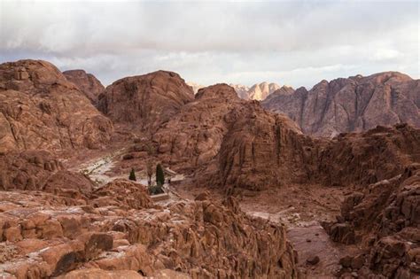 Premium Photo Amazing View At Sinai Mountain And Holy Elias Early