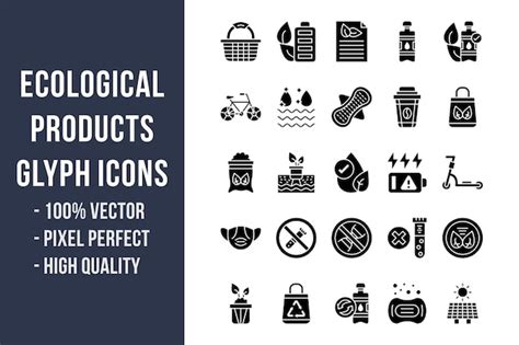 Iconos De Glifos De Productos Ecol Gicos Vector Premium