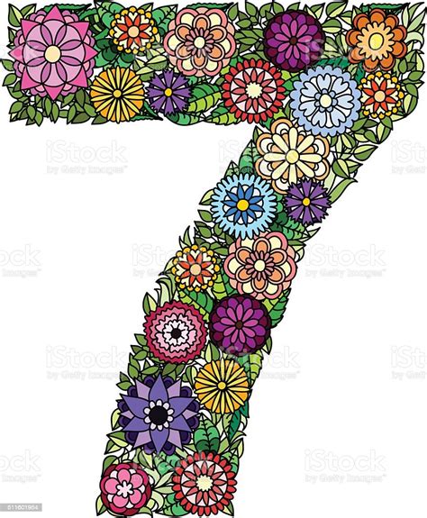 Doodle Flower Number Seven Stock Illustration Download Image Now