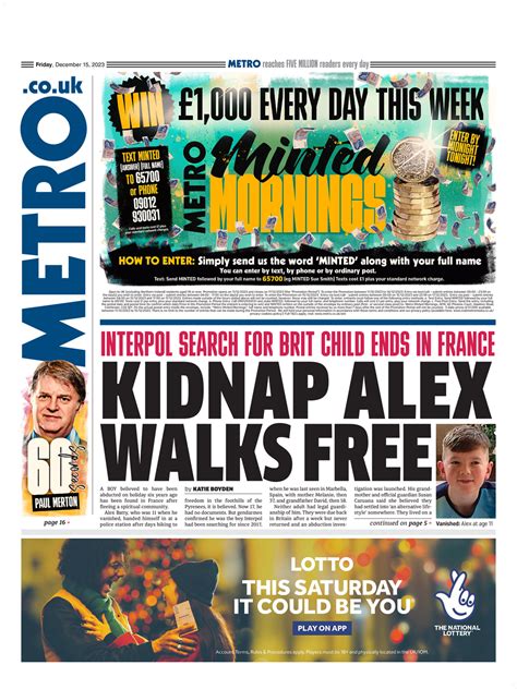 Metro Front Page 15th Of December 2023 Tomorrows Papers Today