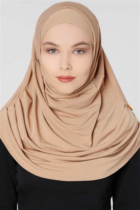 Esma - Light Brown Practical Amira Hijab From Firdevs - Ayisah