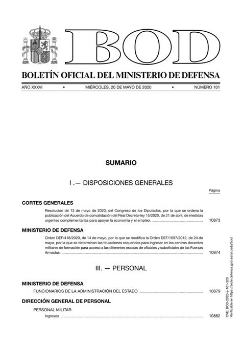 PDF BOLETÍN OFICIAL DEL MINISTERIO DE DEFENSA 2020 06 03 escalas