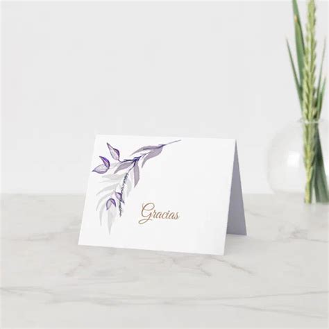 Follaje P Rpura Elegante Simple Thank You Card Zazzle