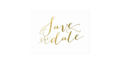 Gold Foil Glamor Save The Date Postcard