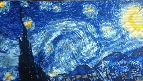 The Starry Night Painting Is Made Out Of Legos And Has Been Altered To