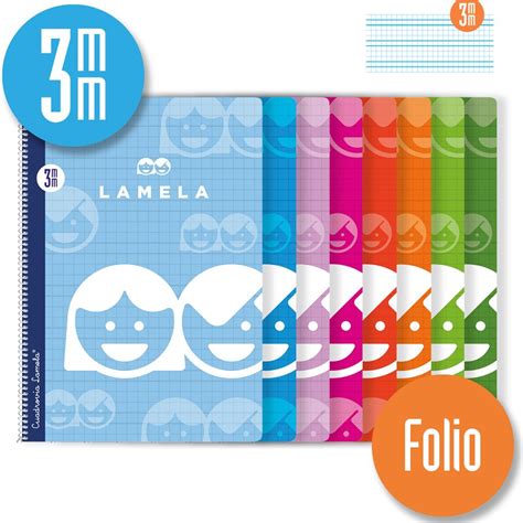 Cuaderno Espiral Lamela Tamaño Folio 80 Hojas Cuadrovía 3 mm Tapa