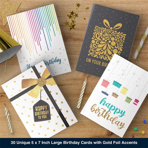 Dessie 30 Unique Happy Birthday Cards 30 Gold Foil Birthday Cards