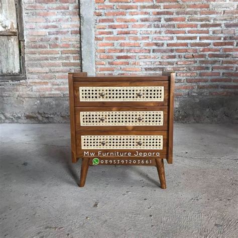 Nakas Retro Jati Laci Bedside Table Dipan Meja Nakas Rotan Minimalis