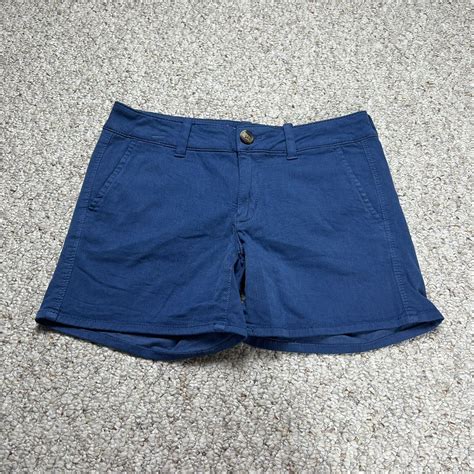 American Eagle Aeo Twill Blue Midi Shorts Womens Super Stretch