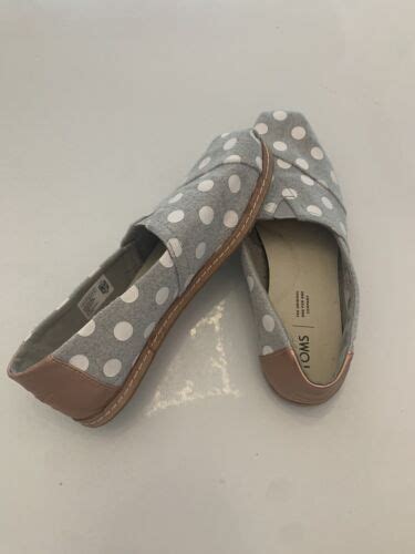 Toms Canvas Gray With White Polka Dots Shoes Women Size 8 Ebay