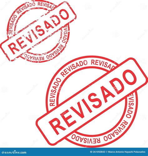 Revisado Red Stamp Sticker In Vector Format Very Easy To Edit Stock