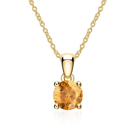 Brilladia Gems 14 Carat Gold Chain With Citrine Pendant Bdp0035ci 14kgslk