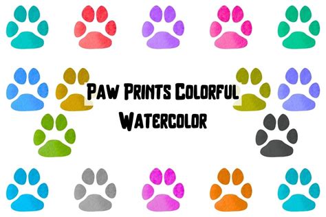 Watercolor Paw Prints Colorful Clipart Graphic By Bigbosss Creative