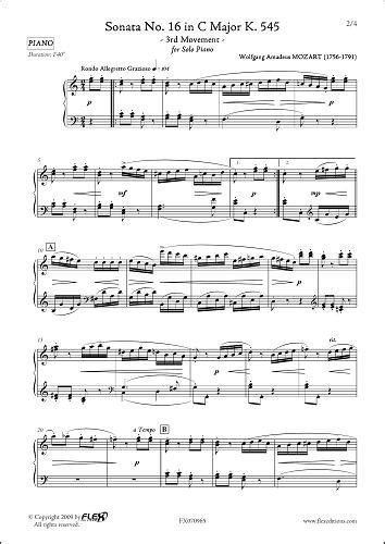 W A Mozart Sonata No 16 In C Major K 545 Movement 3 Sheet