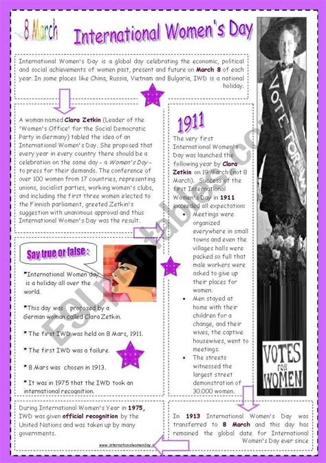 March International Womens Day Esl Worksheet By Mouna Mch