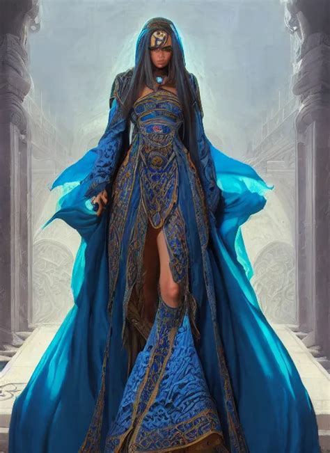 Beautiful Female Cleric Healer Blue Robes With Stable Diffusion