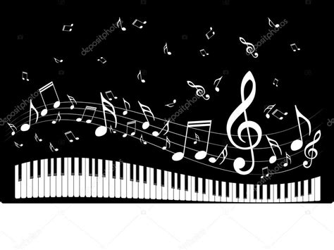 Teclado De Piano Con Notas Musicales Vector De Stock Por Artshock