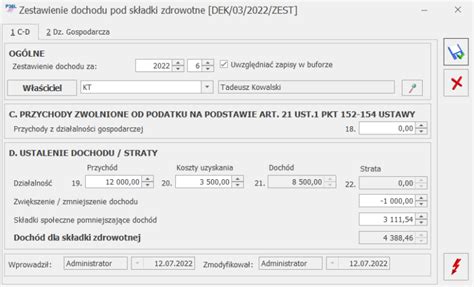 Zestawienie Dochod W Do Wyliczenia Sk Adki Zdrowotnej Baza Wiedzy