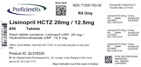 Fda Label For Lisinopril And Hydrochlorothiazide Tablet Oral