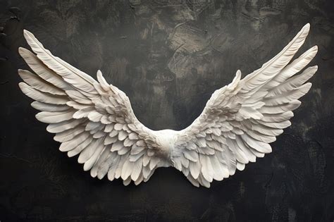 Pair Of White Angel Wings Symbolizing Purity And Spirituality Premium