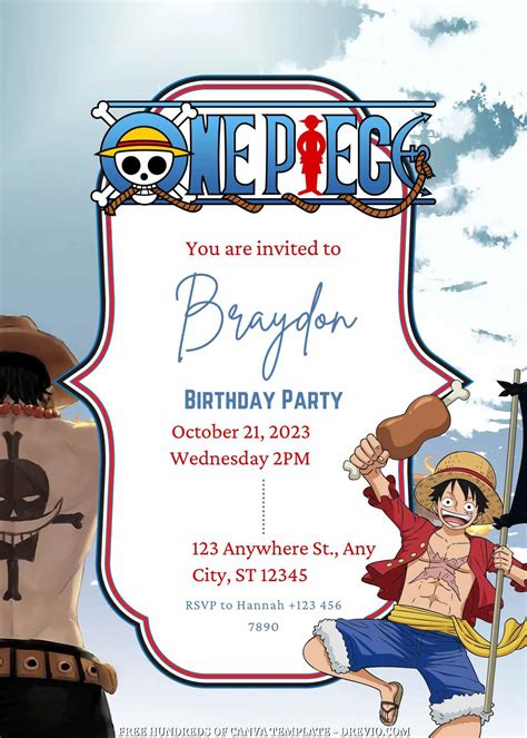 16 One Piece Canva Birthday Invitation Templates One Piece Birthdays