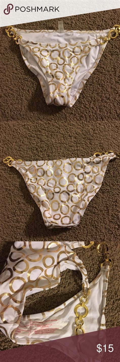 Victoria S Secret White And Gold Bikini Bottom Gold Bikini Bottoms