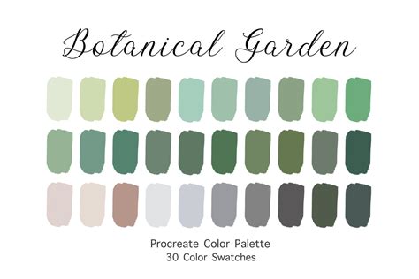 Procreate Color Palette Botanical Garden Color Swatches Digital