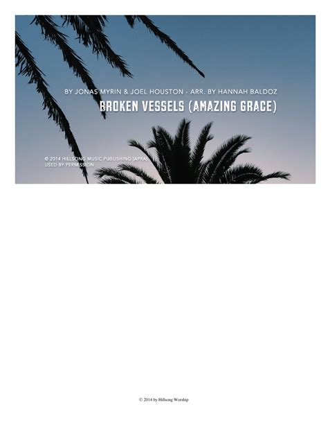 Broken Vessels Amazing Grace Piano Arrangement Sheet Music