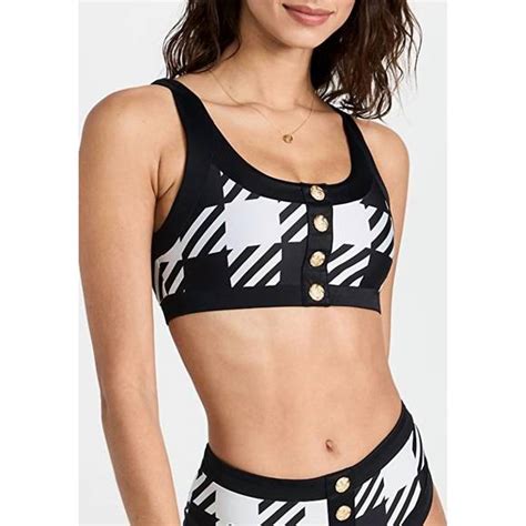 Beach Riot Swim New Beach Riot Isle Bikini Top In Houndstooth