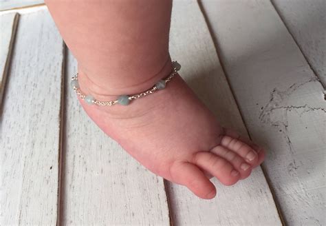 Aquamarine Baby Ankle Bracelet Toddler Ankle Bracelet Baby Boy T