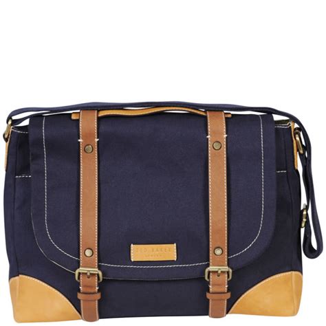 Ted Baker Drevil Broght Canvas Messenger Bag Navy Free Uk Delivery