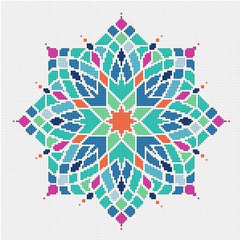 Kits And How To Needlepoint Blue Mandala Cross Stitch Pdf Pattern Modern