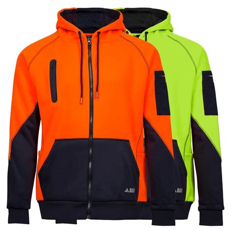 Waterproof Hi Vis Fleece Full Zip Hoodie Rain Defend