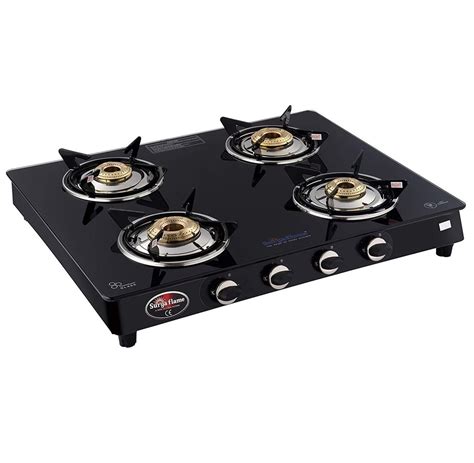 Stainless Steel Surya Flame Four Burner Lpg Gas Stove For Kitchen