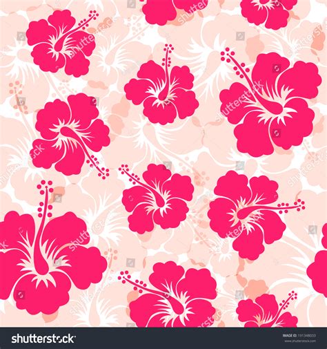 Seamless Pattern Hibiscus Flowers Seamless Hibiscus Stock Vector